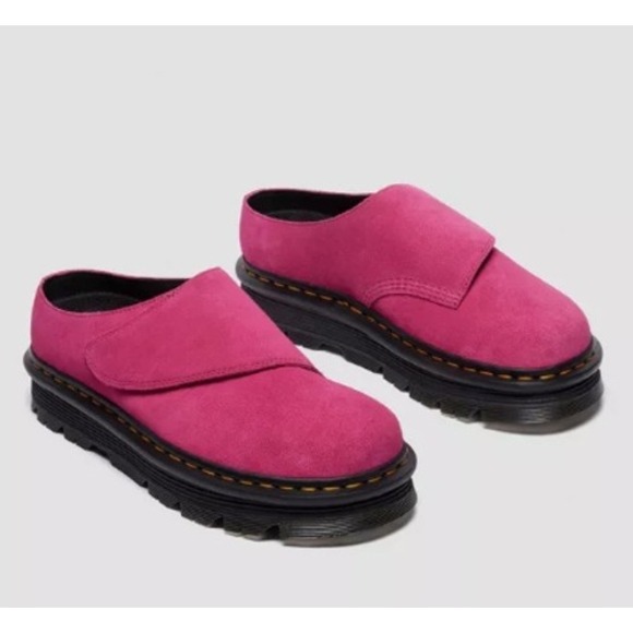 Dr. Martens Shoes - Dr. Martens Zebzag AnyWair Fuchsia Pink Bronx Suede Platform Mules Size 8